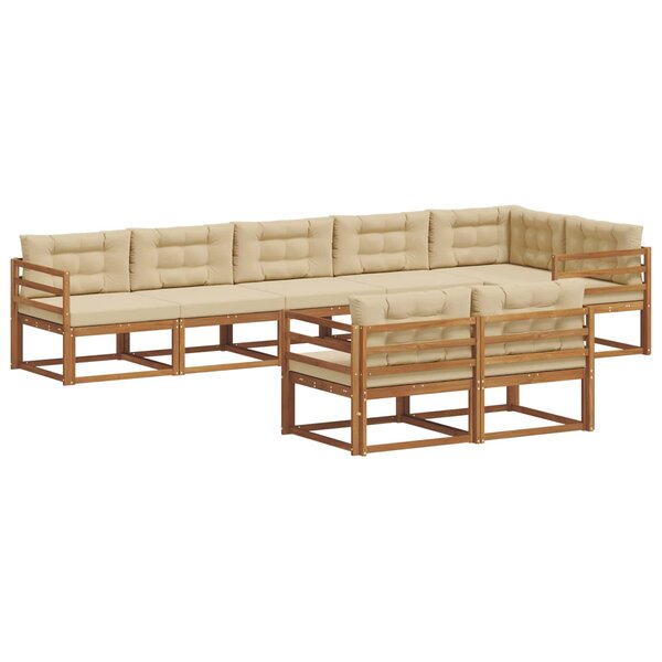 vidaXL Ensemble de canapés d'extérieur 8 pc Naturel et Beige