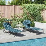 vidaXL Chaise longue pliante 2 Pièces Vert 56 x 190 x 81cm tissu