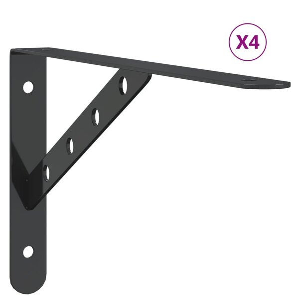 vidaXL Supports d'étagères 4 Pièces 30x2 5x15 5 cm noir acier inoxydable