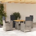vidaXL Ensemble à manger de jardin 5 Pièces coussins gris résine tressée
