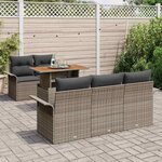 vidaXL Ensemble de canapé de jardin 6 Pièces Gris Poly rotin