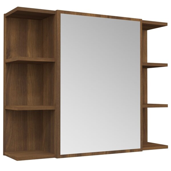 vidaXL Armoire à miroir de salle de bain Chêne brun 80x20 5x64 cm Bois