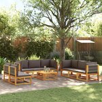 vidaXL Salon de jardin avec coussins 9 Pièces bois massif d'acacia