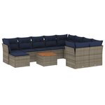 vidaXL Salon de jardin 11 Pièces avec coussins gris résine tressée