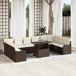 vidaXL Ensemble de canapé de jardin 11 Pièces Marron Poly rotin
