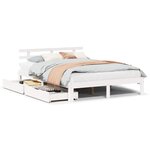 vidaXL Cadre de lit avec tiroirs sans matelas blanc 160x200 cm