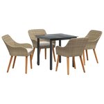 vidaXL Ensemble de salle à manger pour jardin 5 pc Beige polyrotin