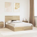 vidaXL Lit de Rangement Chêne Sonoma 140 x 190 cm Bois d'ingénierie