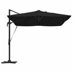 vidaXL Parasol Roma à Bras Déporté Noir et Noir 352 x 251 x 265 cm