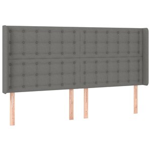 vidaXL Tête de lit avec oreilles Gris foncé 163x16x118/128 cm Tissu