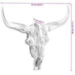 vidaXL Crâne de taureau Argent 53 x 11 x 40 cm Aluminium