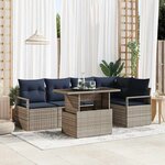 vidaXL Ensemble de canapé de jardin 6 Pièces Gris et bleu marine