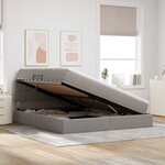vidaXL Lit avec rangement et LED avec matelas Taupe 160 x 200 cm tissu
