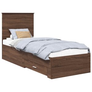 vidaXL Cadre de lit avec tiroir Chêne Marron et Argent 70 x 190 cm