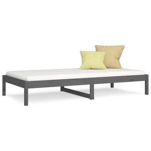 vidaXL Lit de jour Gris 90x190 cm Simple Bois de pin massif