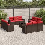 vidaXL Salon de jardin avec coussins 13 Pièces marron résine tressée