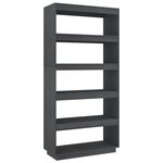 vidaXL Bibliothèque/Séparateur de pièce Gris 80x35x167 cm Pin massif