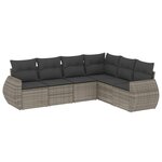 vidaXL Salon de jardin 6 Pièces avec coussins gris résine tressée