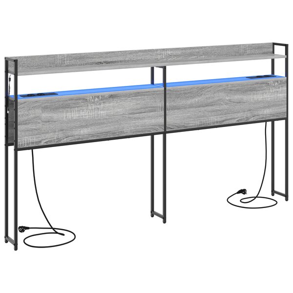 vidaXL Tête de lit de rangement Sonoma gris 200 cm Bois d'ingénierie