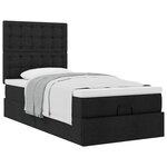 vidaXL Lit ottoman avec matelas noir 90x200 cm tissu