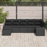 vidaXL Ensemble de Canapés avec coussin 7 Pièces Noir polyrotin