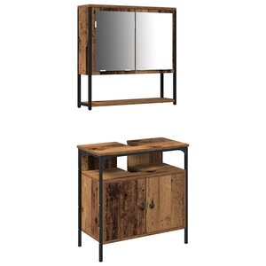 vidaXL Ensemble de mobilier de salle de bain avec étagère 2 Pièces Marron