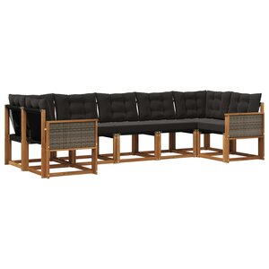 vidaXL Ensemble de canapés d'extérieur 7 pc Naturel et noir