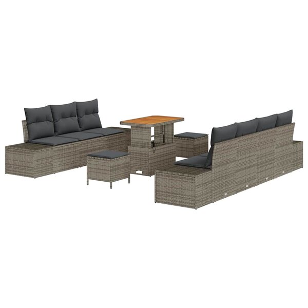 vidaXL Ensemble de canapé de jardin 10 Pièces Gris 90 x 55 x 71 cm