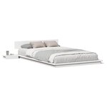 vidaXL Cadre de Lit Blanc avec Tables de Nuit 140x190cm Bois Massif