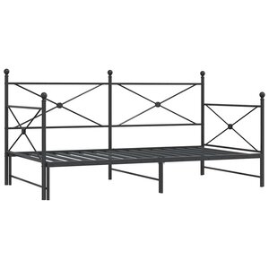 vidaXL Lit de jour avec gigogne sans matelas noir 100x200 cm acier