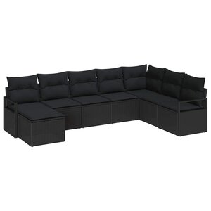 vidaXL Ensemble de Canapés avec coussin 8 Pièces Noir polyrotin