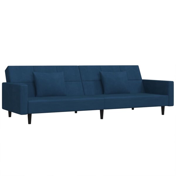 vidaXL Canapé-lit à 2 places avec deux oreillers bleu velours