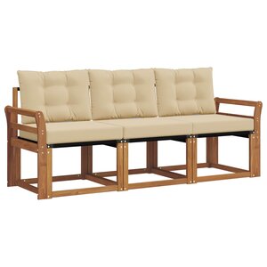 vidaXL Ensemble de canapés d'extérieur 3 pc Naturel et Beige