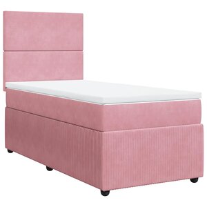 vidaXL Sommier à lattes de lit avec matelas Rose 90x190 cm Velours