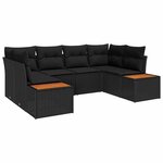 vidaXL Ensemble de canapé de jardin avec coussin 6 Pièces Noir Poly rotin