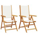 vidaXL Chaises de jardin lot de 2 blanc crème bois acacia massif tissu