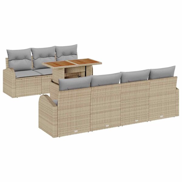 vidaXL Ensemble de canapé de jardin 8 Pièces Beige Poly rotin