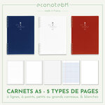 EcoNotebk le carnet A5 réutilisable - Bleu - Pages lignées