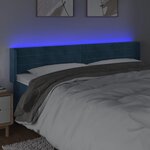 vidaXL Tête de lit à LED Bleu foncé 203x16x78/88 cm Velours