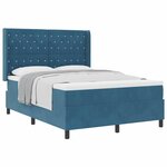 vidaXL Lit à ressorts avec tête de lit Bleu 140 x 200 cm Velours