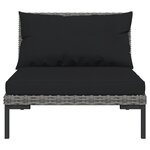 vidaXL Salon de jardin 5 Pièces avec coussins Résine tressée Gris foncé