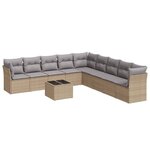 vidaXL Salon de jardin avec coussins 10 Pièces beige résine tressée