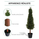 Outsunny Arbre artificiel sapin plante artificiel hauteur 1 5 m tronc bois naturel feuillage grand réalisme vert foncé pot inclus