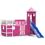 vidaXL Lit mezzanine enfants avec tour rose 80x200cm bois pin massif