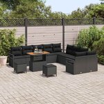 vidaXL Ensemble de canapé de jardin 13 Pièces Noir Poly rotin