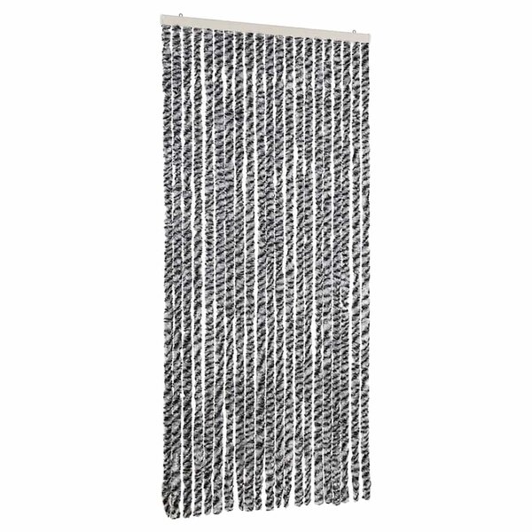 vidaXL Rideau anti-mouches gris et noir et blanc 90x200 cm chenille