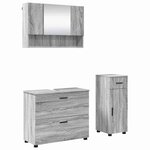 vidaXL Ensemble de mobilier de salle de bain 3 Pièces Gris Sonoma