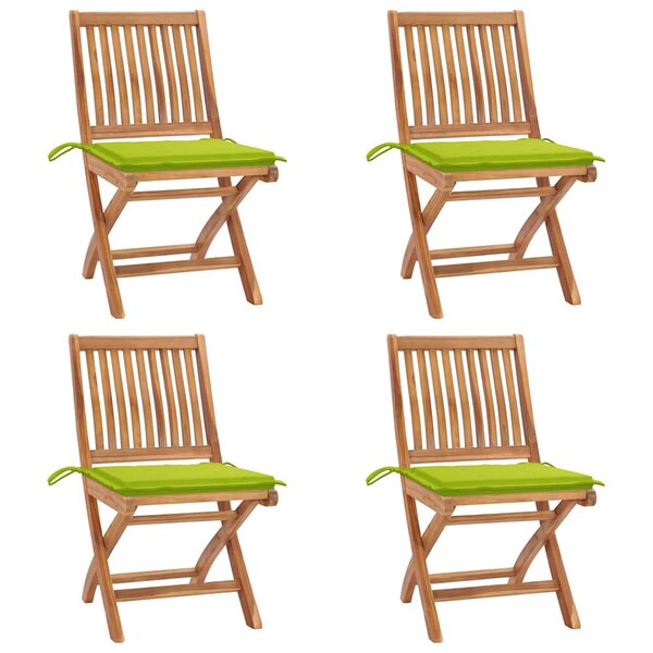 vidaXL Chaises pliables de jardin avec coussins lot de 4 Teck solide