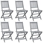 vidaXL Chaises pliables d'extérieur lot de 6 et coussins Bois d'acacia