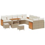 vidaXL Ensemble de canapé de jardin 13 Pièces Beige et crème polyrotin